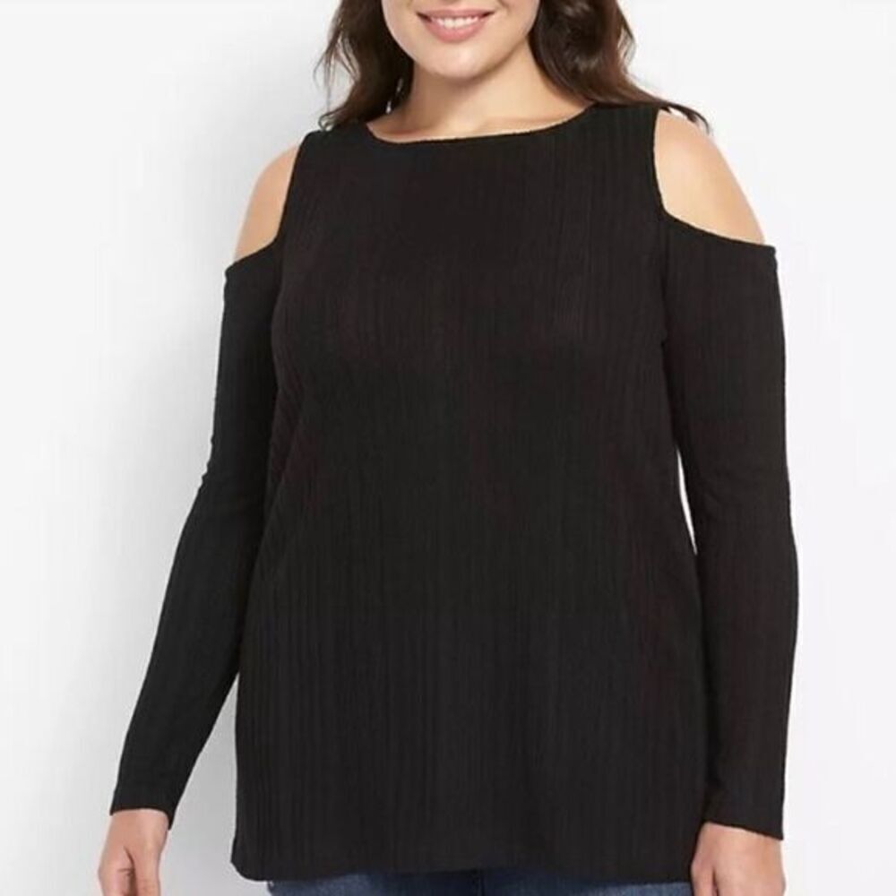 Lane Bryant Ribbed Knit Cold Shoulder Top NWT